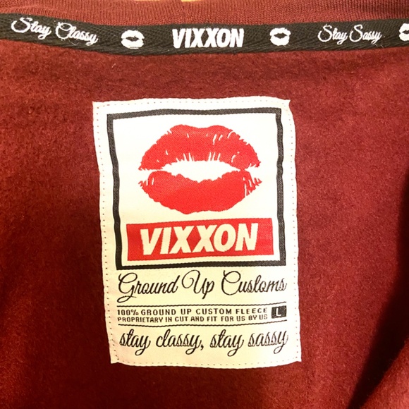 Dixxon Vixxon Womens Large Full-Zip Maroon Burgundy Hoodie Brand New - Picture 4 of 8